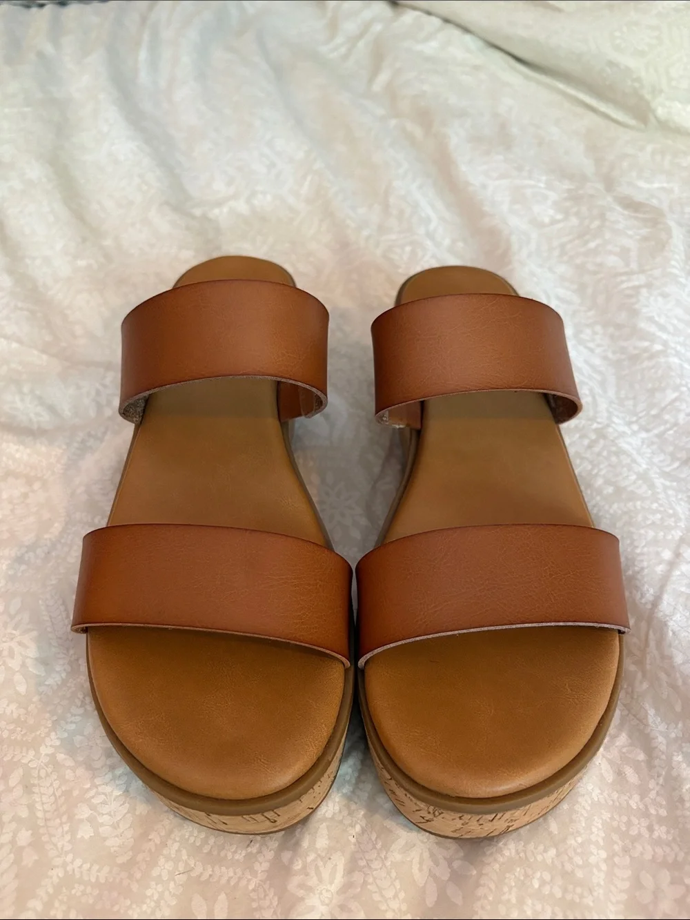 MICHAEL Michael Kors Cognac Double-Strap Cork Wedge Slides